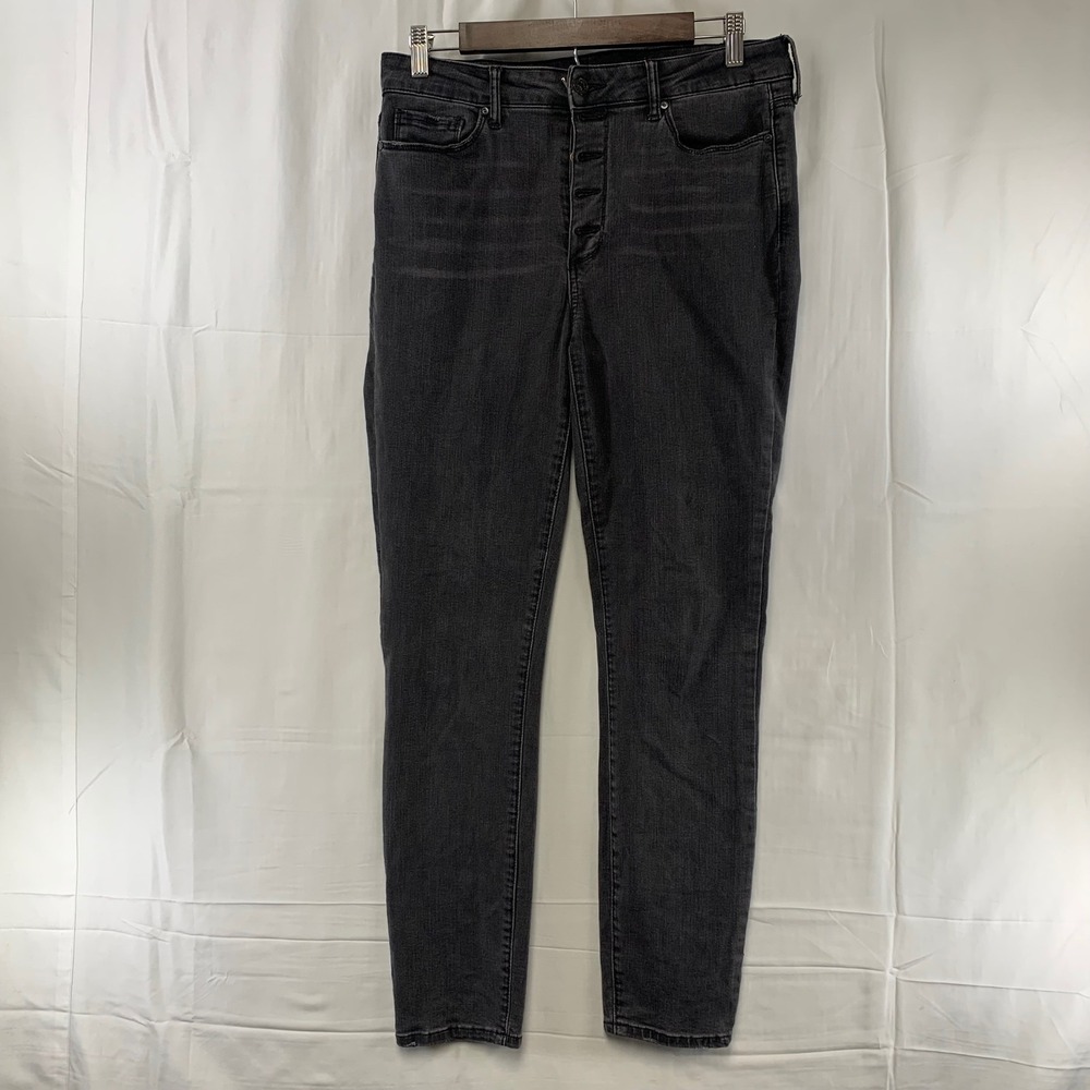 Paige Hoxton Ankle Jeans‎ Womens 30 Black High Rise Exposed Button Fly Skinny
